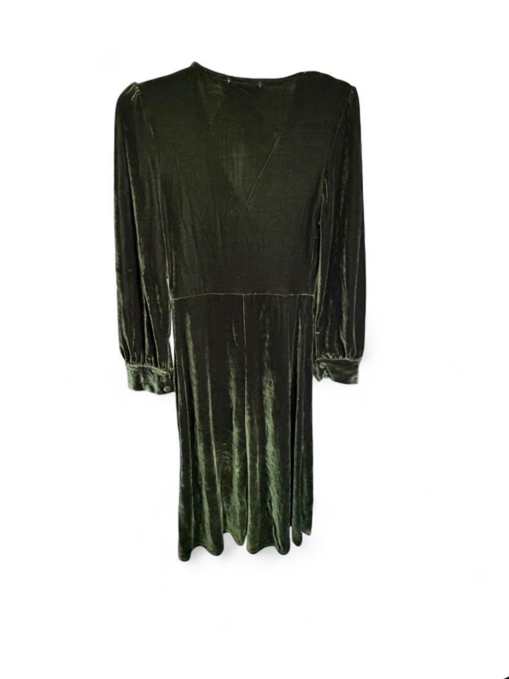 Cider Dark Green Velvet Long Sleeve Midi Dress - Picture 6 of 7